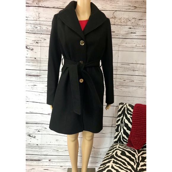 michael kors hooded belted wool coat
